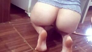 Filming my stepmom almost naked while cleaning the fridge