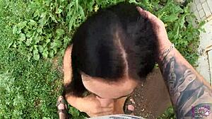 i swallowed his cum behind the garage, got caught in public