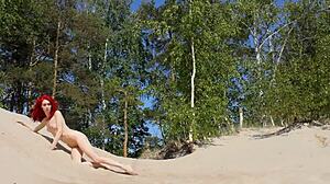 Naked Redhead Exposed Outdoors in Public Reality Scene with Intense Exposure and Voyeuristic Thrills