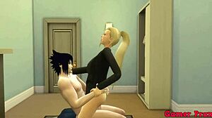 Sasuke fucks Ino anally while Sakura's close by