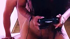 Latina brunette otaku female gamer influencer doing blowjob in hentai crossdressing live stream?