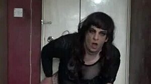 crossdresser loves ballsack stretching exercise 😏