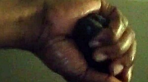 Stroking big cock while craving that wet pussy