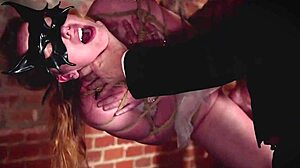 Bound slaves endure rough interracial gangbang submission.