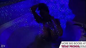 She's got those BLUE BIG TITS soaking in the BATH TUB, just chilling.