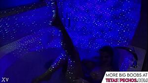 She's got those BLUE BIG TITS soaking in the BATH TUB, just chilling.