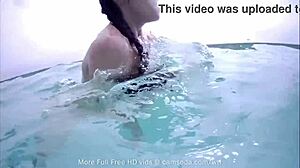 Hairy Teen Masturbates Wildly in Swimming Pool