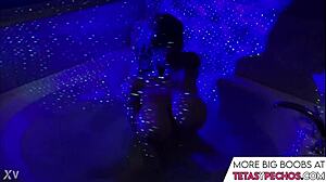 She's got those BLUE BIG TITS soaking in the BATH TUB, just chilling.