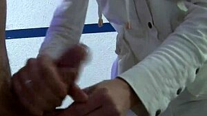 Pervert strokes cock head