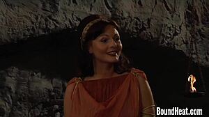 Busty Lesbian Slaves Bound and Branded by Madame