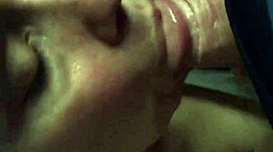 Hot blowjob after work with mouth full of cum