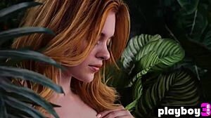 Redhead Celeste Rasmussen Strips Naked Outdoors