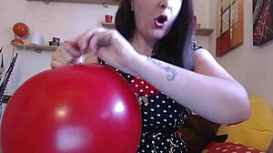 Nicoletta teases with huge balloons and shows her wild fetish passion