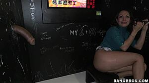 Glory hole slut services multiple big black cocks with blowjobs