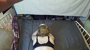 Milf in pink panties handles cock hard