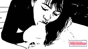 Japanese Teen Feels Intense Pleasure Sucking Friend's Dad to Cumshot