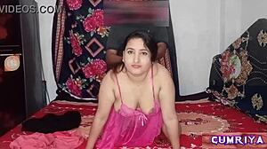 Desi aunty with big boobs enjoys fun with owner Cumriya at home
