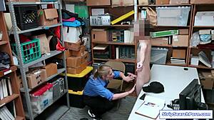 Busty Female Officer Sucks Stud Thief in Strip Search