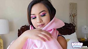 Petite Asian Swallows Boyfriend's Load on Asianspanks