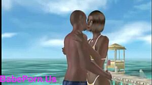 A 3d couple enjoys their intimate moments together.