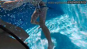 Hardcore underwater fucking of hot petite 18+ European pornstar with handjob and cumshot! 😏🌊
