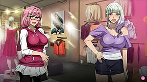 futa futanari in hentai game ep 3 gets huge facial cumshot in night club bathroom