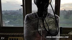 Hey, wanna see intense rubber mask bondage play?