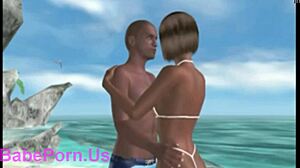 A 3d couple enjoys their intimate moments together.