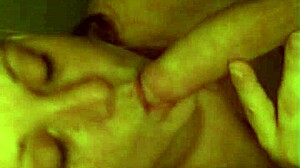 Wife gives quick blowjob with big tits before bed.