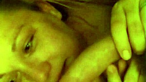 Wife gives quick blowjob with big tits before bed.