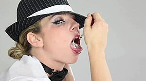 Sexy blonde Dahlia Sky smokes nude solo