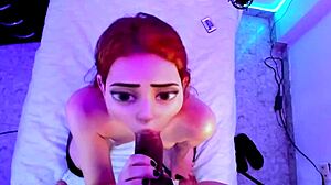 My sexy redhead anime girl performs deepthroat on me in hentai scene.