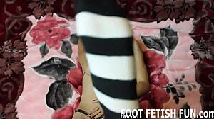 Imagine being seduced by my perfect feet in this POV femdom session, where every touch contrasts with your deepest desires