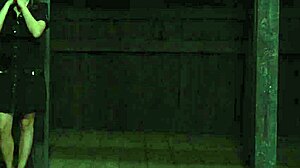 girlfriend masturbates with sex toy in bdsm session