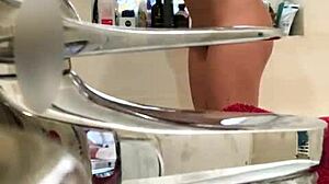 spying on a fit german girl with big natural tits climaxing in the shower