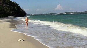 Stunning Blonde with Big Breasts Bares All at Beach