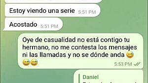 My carnal's wife got really horny on web chat! 😈 Latina teen action.