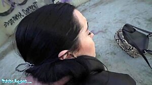 Young Spanish brunette seduced in public for wild cock sucking!