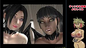 twin little devils playing with plump twins in hentai