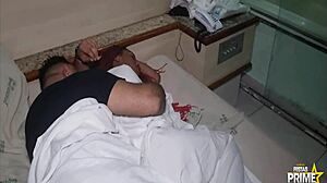 The cuckold leaves and the rich guy dives into eating the wife's pussy at the party.