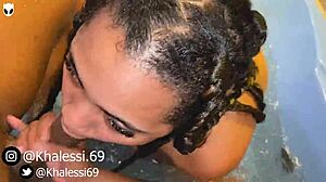 Khalessi 69 Gives Double Blowjob To Ebony Friend In Amateur Threesome