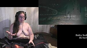 Naked Resident Evil Village Playthrough with Pierced BBW Brunette Ass