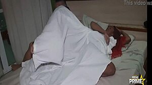 The cuckold leaves and the rich guy dives into eating the wife's pussy at the party.