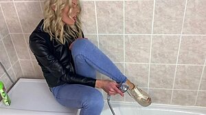 blonde amateur gets her clothes wet in solo fun