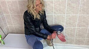 blonde amateur gets her clothes wet in solo fun