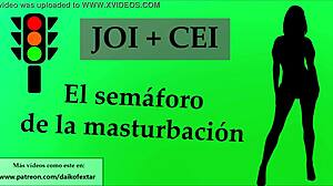 European slave follows spanish jerk off instructions in bdsm game