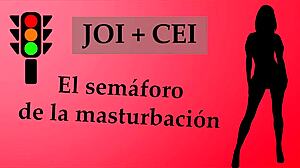 European slave follows spanish jerk off instructions in bdsm game