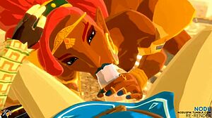 urbosa fucks link in cartoon scene.