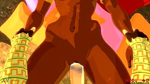 urbosa fucks link in cartoon scene.