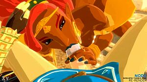urbosa fucks link in cartoon scene.